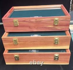 Gun Display Case Pistol 18 x 12 x 4 Revolver Cedar & Red Wood Knife Shadow Box
