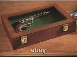 Gun Display Case Wood Handgun Pistol Revolver Glass Lock Knife Shadow Box Trophy