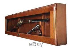 Gun Rifle Shotgun Collector Display Cabinet Rack Wall Mount Wood Case Horizontal
