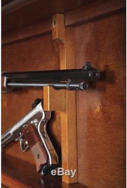 Gun Rifle Shotgun Collector Display Cabinet Rack Wall Mount Wood Case Horizontal