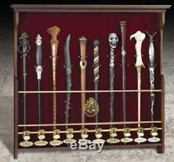 HARRY POTTER COLLECTOR HOGWARTS 10 WAND WOOD WALL DISPLAY CASE no wands included