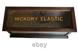 HOLLOWAY ELASTIC Wood Glass General Store Hinged Display Case, Reverse Painted HOLLOWAY ELASTIC Wood Glass General Store Hinged Display Case, Reverse Painted