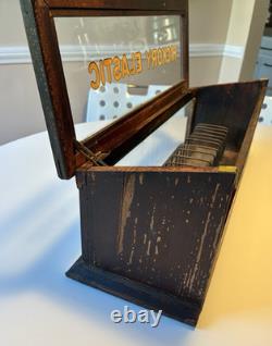 HOLLOWAY ELASTIC Wood Glass General Store Hinged Display Case, Reverse Painted