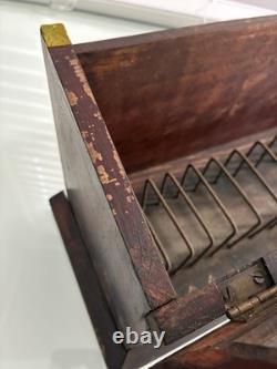 HOLLOWAY ELASTIC Wood Glass General Store Hinged Display Case, Reverse Painted HOLLOWAY ELASTIC Wood Glass General Store Hinged Display Case, Reverse Painted
