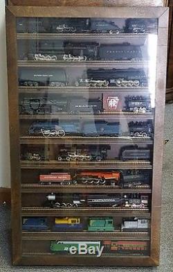 HO Train Display Case Made in USA hard wood and glass trains not included
