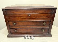 HUGE antique 19th century wood bronze flatware silverware box display case set