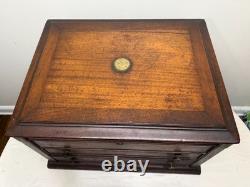 HUGE antique 19th century wood bronze flatware silverware box display case set