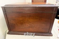 HUGE antique 19th century wood bronze flatware silverware box display case set HUGE antique 19th century wood bronze flatware silverware box display case set