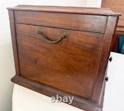 HUGE antique 19th century wood bronze flatware silverware box display case set