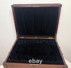 HUGE antique 19th century wood bronze flatware silverware box display case set