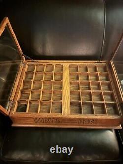 HUNT ROUND TIP PENS Antique Wooden Store Display Case Glass Top And Stock Drawer