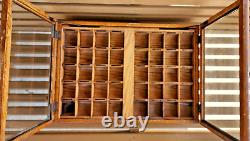 HUNT ROUND TIP PENS Antique Wooden Store Display Case Glass Top And Stock Drawer