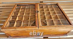 HUNT ROUND TIP PENS Antique Wooden Store Display Case Glass Top And Stock Drawer