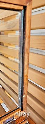 HUNT ROUND TIP PENS Antique Wooden Store Display Case Glass Top And Stock Drawer