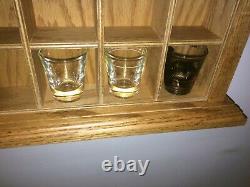 Hand Crafted Oak Display Case Shot Glass Holds 35 Wee Mini collectables