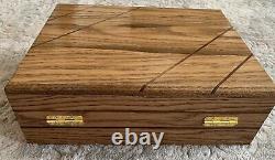 Hand Crafted Solid Oak With Walnut Inlay box, gun case, display box