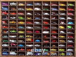 Hand Crafted Wood Wall Display Case for Matchbox/Hot Wheels 164 Walnut Stain