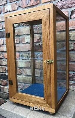 Hand Made Solid Oak Wood With4 Glass Panels Display Show Case Doll 18 HEAVY DUTY