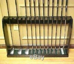 Hand Made USA Wood Floor Rack Case Display Up To 14 Golf Clubs Set Irons Putters