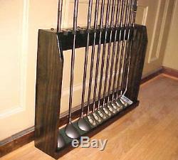 Hand Made USA Wood Floor Rack Case Display Up To 14 Golf Clubs Set Irons Putters