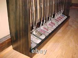 Hand Made USA Wood Floor Rack Case Display Up To 14 Golf Clubs Set Irons Putters