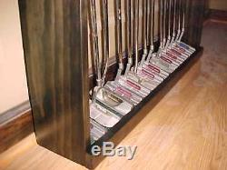 Hand Made USA Wood Floor Rack Case Display Up To 14 Golf Clubs Set Irons Putters