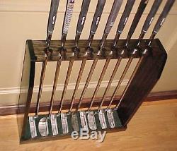 Hand Made Wood Display Rack Case Wall / Floor for 9 Golf Clubs Irons Putters