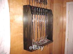 Hand Made Wood Display Rack Case Wall / Floor for 9 Golf Clubs Irons Putters