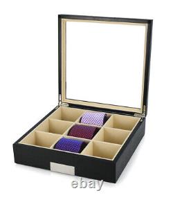 Hand Made Wooden Glass Tie Box Storage Case Display Organiser Large Key 49c