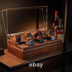 Handcrafted Leather & Wood Watch Display Case Stylish Storage for Him