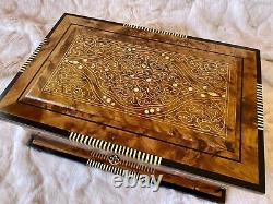 Handcrafted Luxury Rare Royal vintage Thuya wood jewelry box organizer with key