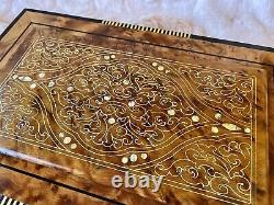 Handcrafted Luxury Rare Royal vintage Thuya wood jewelry box organizer with key