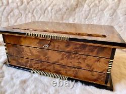 Handcrafted Luxury Rare Royal vintage Thuya wood jewelry box organizer with key