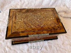 Handcrafted Luxury Rare Royal vintage Thuya wood jewelry box organizer with key