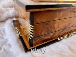 Handcrafted Luxury Rare Royal vintage Thuya wood jewelry box organizer with key