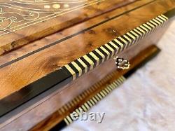 Handcrafted Luxury Rare Royal vintage Thuya wood jewelry box organizer with key