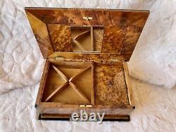 Handcrafted Luxury Rare Royal vintage Thuya wood jewelry box organizer with key