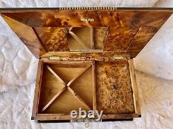 Handcrafted Luxury Rare Royal vintage Thuya wood jewelry box organizer with key