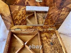 Handcrafted Luxury Rare Royal vintage Thuya wood jewelry box organizer with key