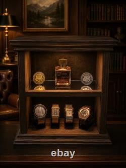 Handcrafted Watch & Cologne Display Cabinet Includes 4 Watch Display Stands