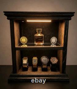 Handcrafted Watch & Cologne Display Cabinet Includes 4 Watch Display Stands