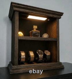 Handcrafted Watch & Cologne Display Cabinet Includes 4 Watch Display Stands