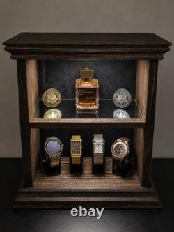 Handcrafted Watch & Cologne Display Cabinet Includes 4 Watch Display Stands
