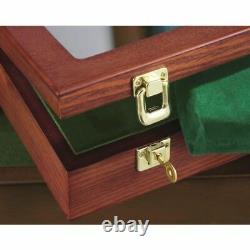 Handgun Display Case Wood Glass Panel Lid Cover Brand New