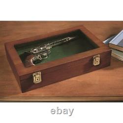 Handgun Display Case Wood Glass Panel Lid Cover Brand New