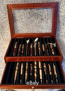 Handmade Exotic Wood Pen Collection 19 Pens with Premium Rosewood Display Case