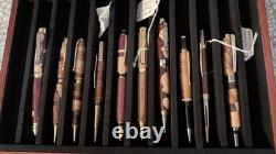 Handmade Exotic Wood Pen Collection 19 Pens with Premium Rosewood Display Case