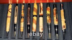 Handmade Exotic Wood Pen Collection 19 Pens with Premium Rosewood Display Case