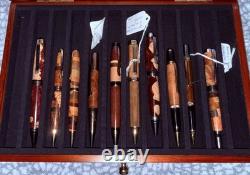 Handmade Exotic Wood Pen Collection 19 Pens with Premium Rosewood Display Case