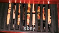 Handmade Exotic Wood Pen Collection 19 Pens with Premium Rosewood Display Case
